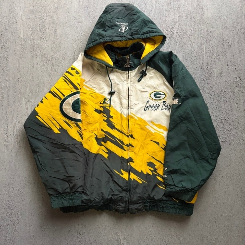 Vintage Green Bay Packers Jacket Large Green 1990s NFL Logo Athletic Spalsh